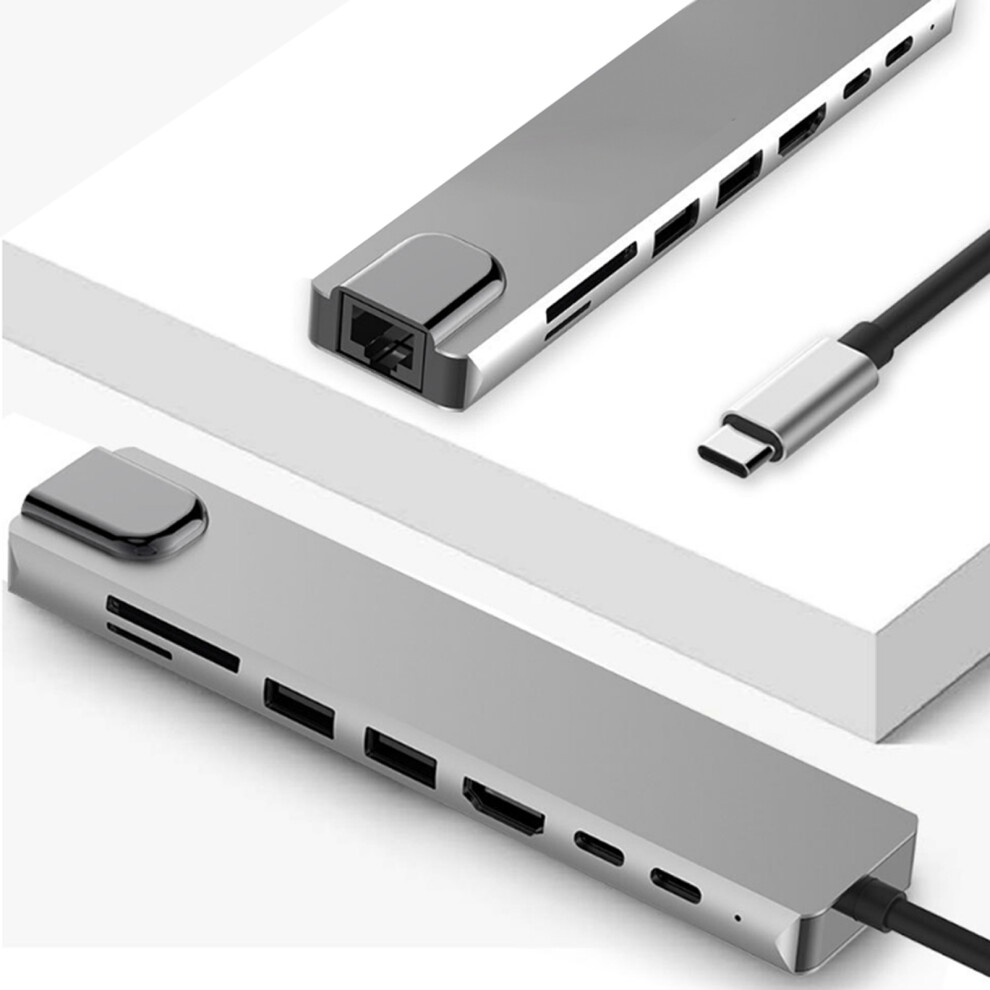 8In1 Typec Interface To Usb 3.0 Hub Hdmi Rj45 Ethernet Mini Sdtf Otg Adapter Grey 6921323947510