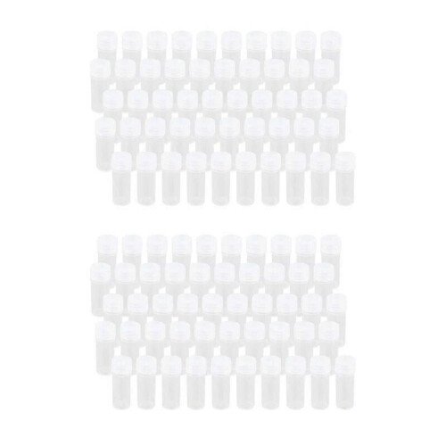 AD-100X Plastic Sample Bottle 5Ml Test Tube Lab Small Vial Storage Container + Lid