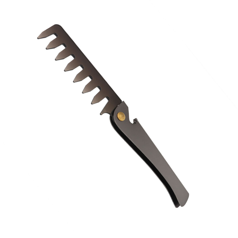 Portable Vintage Oil Head Comb Stainless Steel Folding Wide Teeth Comb (Big Wide Teeth)
