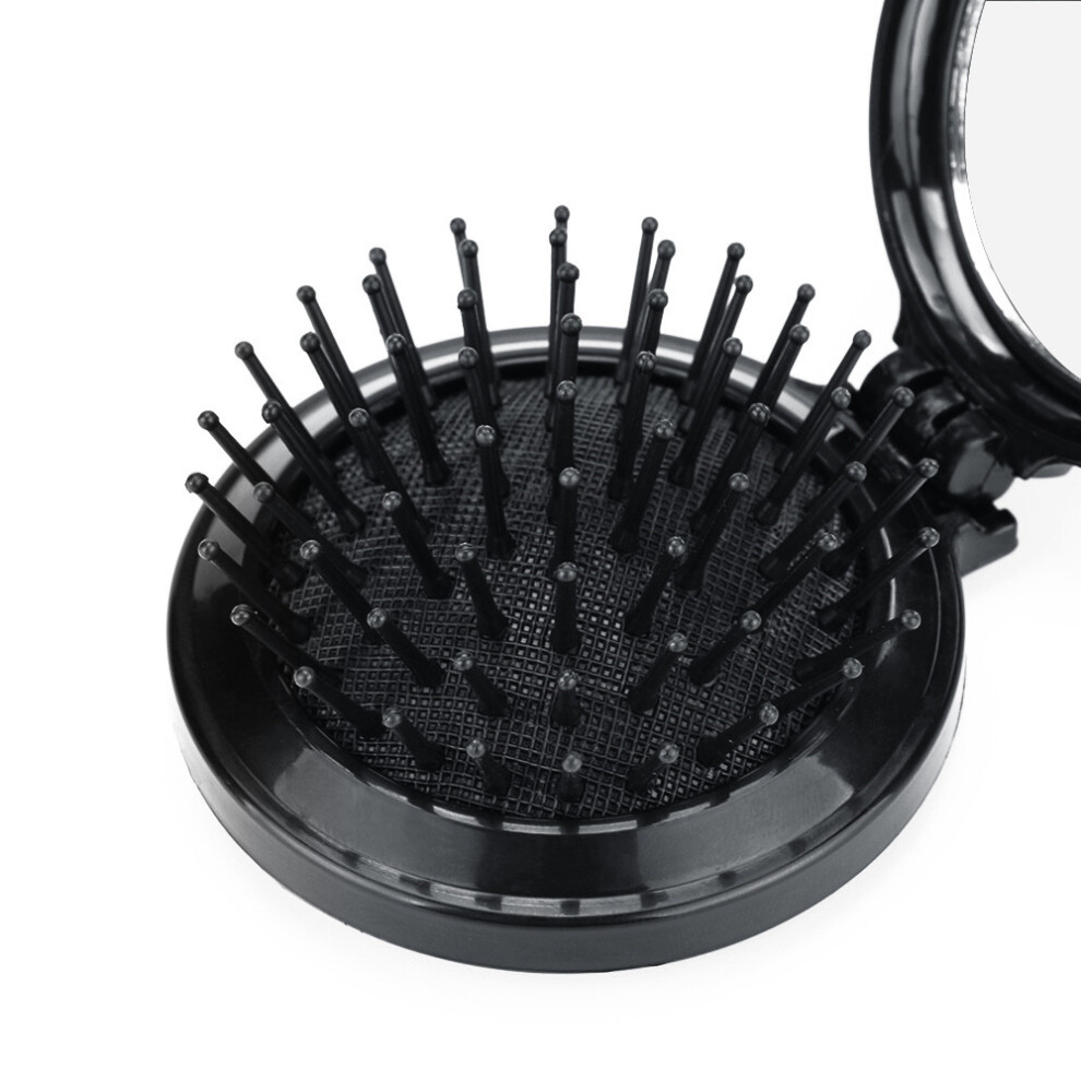 Unisex Mini Pocket Hair Comb With Mirror Folding Brush Travel Hair Brush