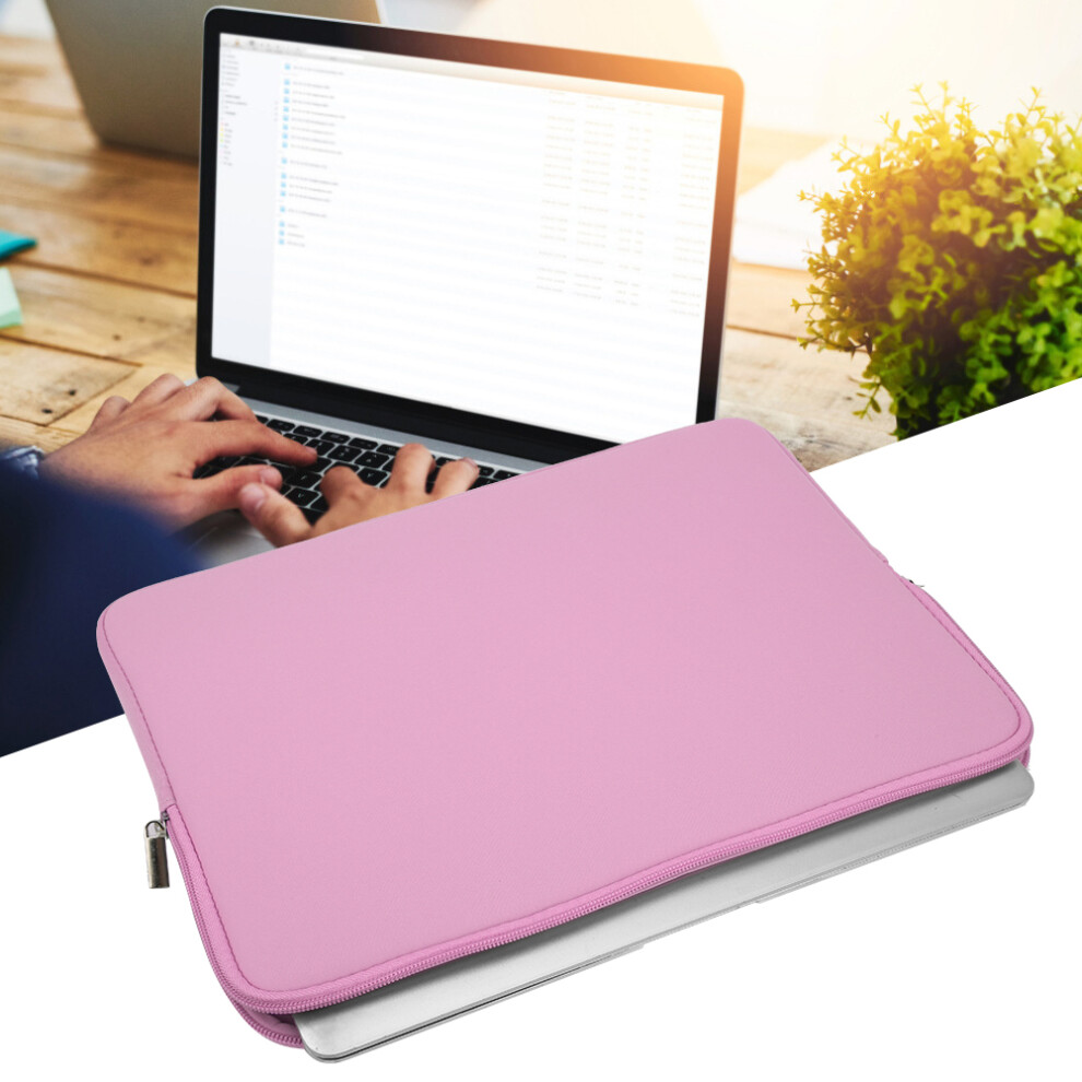 Solid Color Laptop Sleeve Notebook Hand Bag Carry Case Zippered Power Supply Bagpink 14 Inch 8421323949562