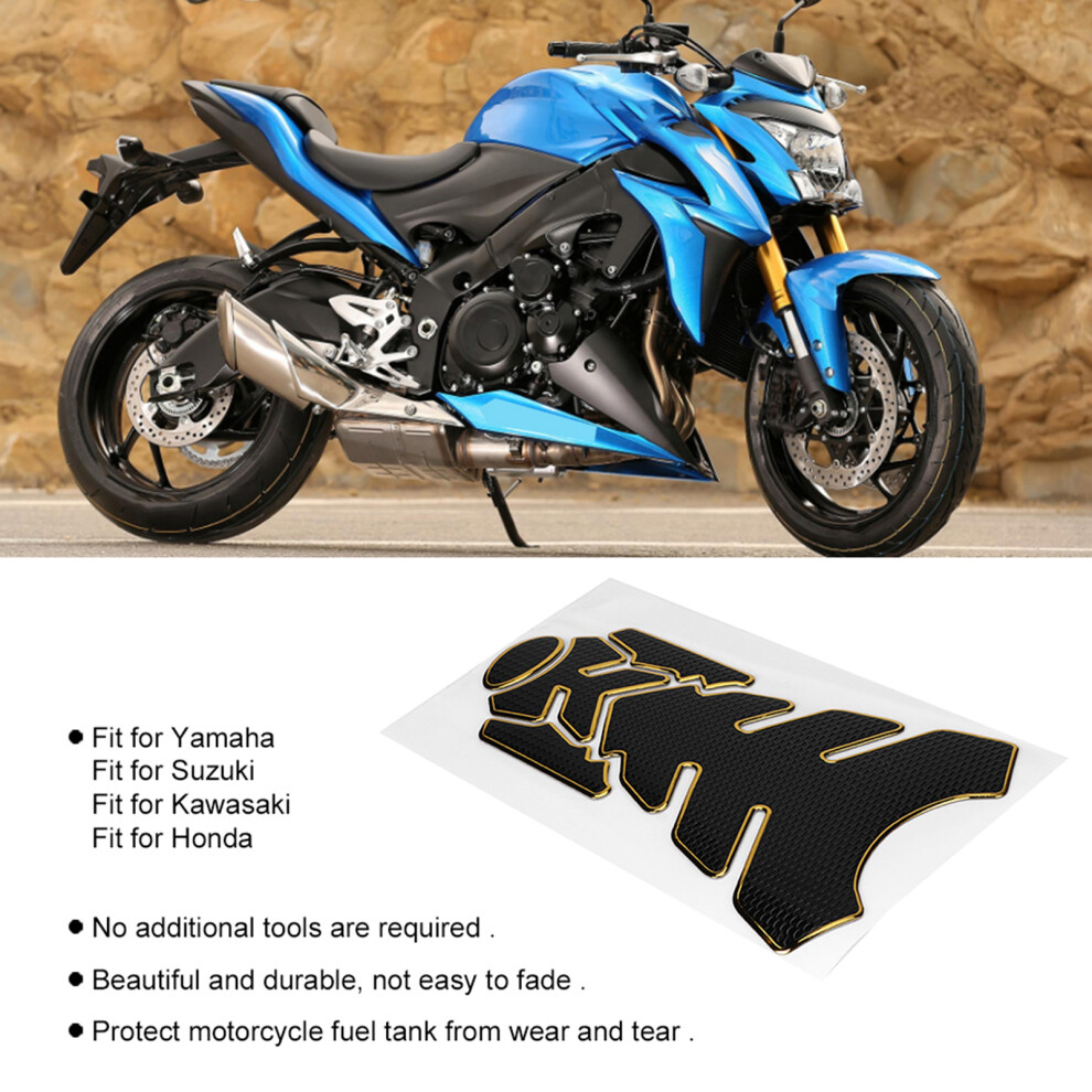3D Motorcycle Gas Oil Fuel Tank Sticker Pad Protector Decoration Fit For Yamaha(Blackgold ) 3601323953942