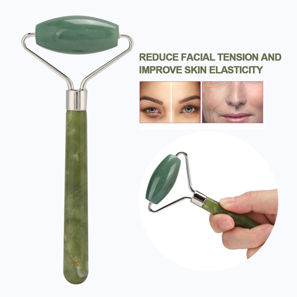Green Jadestone Roller Face Massager Skin Tightening Lifting Antiwrinkle Facial Massage Instrument( Aventurinejadestone Single Head )