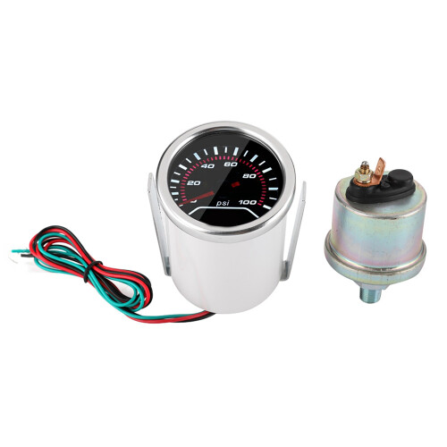 52mm Auto-Öldruckmesser Systemtester 0-100PSI Digital 12V Weiß 2