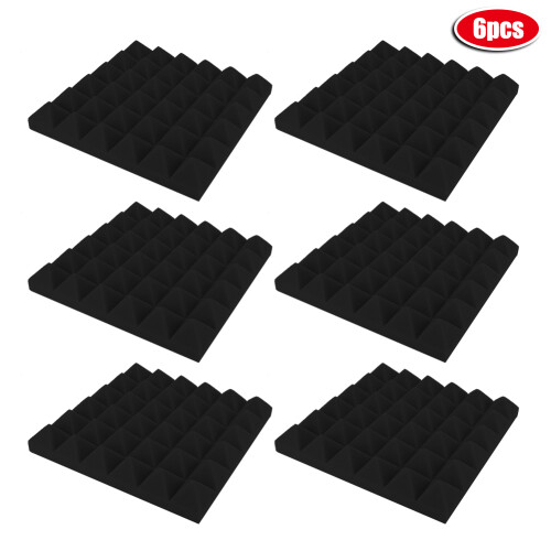 6 Stück schwarze Pyramiden-Schallabsorberplatten 30x30x5cm 1