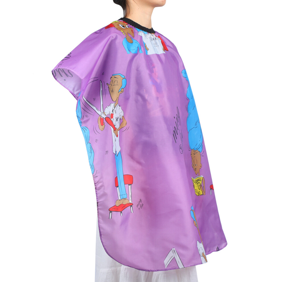 Children Hairdressing Apron Home Barber Shop Cartoon Pattern Hair Cutting Dyeing Gown CapePurple
