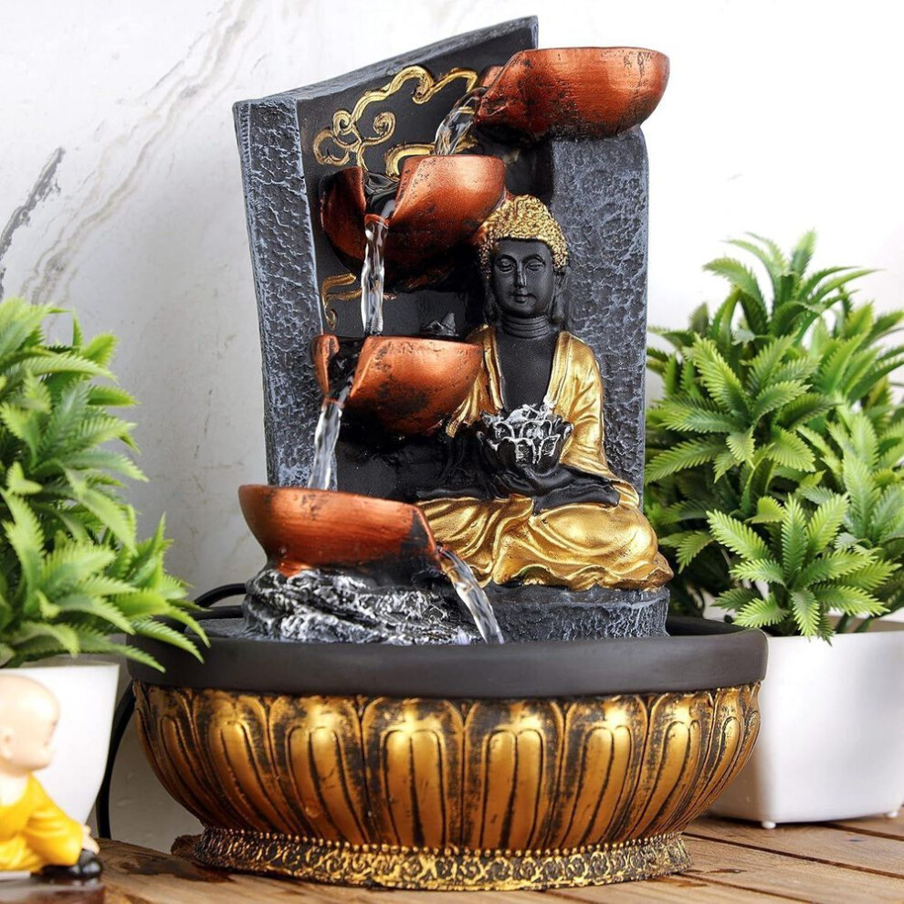 Polyresin Table Top Indoor Outdoor Water Fountain With Led Lights For Home Decor Decoration Showpiece Gift Gifting Item