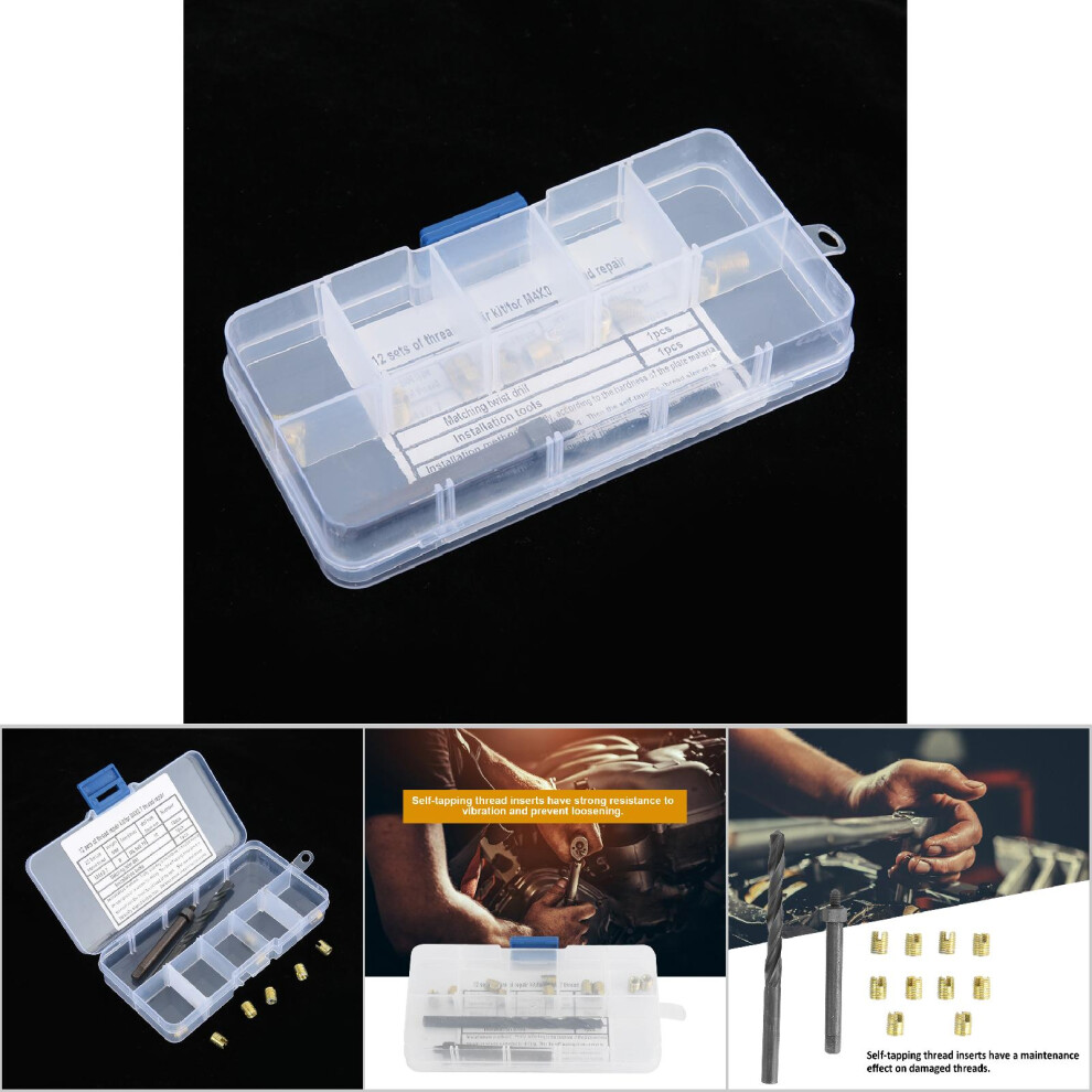 12Pcs M4x0.7 Thread Repair Kit Self Tapping Thread Insert Twist Drill Installation Tool 4941323962247