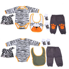 Simulation Infant Doll Clothes Set Cute Striped Cartoon Bear Clothes for 20‑22 Inch Doll