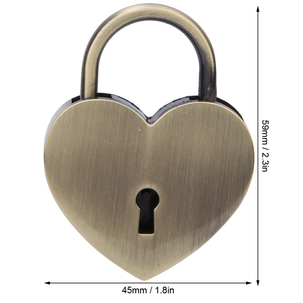 1 Set Heart Lock Metal Vintage Padlock Household Craft Supplies With Key 45X59mmancient Gold 4271323973043