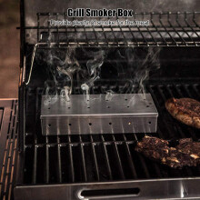 Outdoor BBQ Stainless Steel Meat Grill Smoker Box Supplies for Wood Charcoal