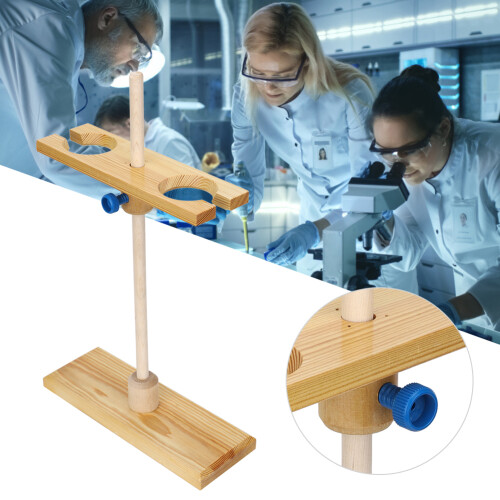 2 Hole Funnel Stand Laboratory Accessory Adjustable Height Wooden Funnel Rack 2