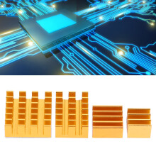 20 Stück Gold Aluminium CPU-Kühler Kühlkörper mit Klebstoff für Raspberry Pi 2/3/4
