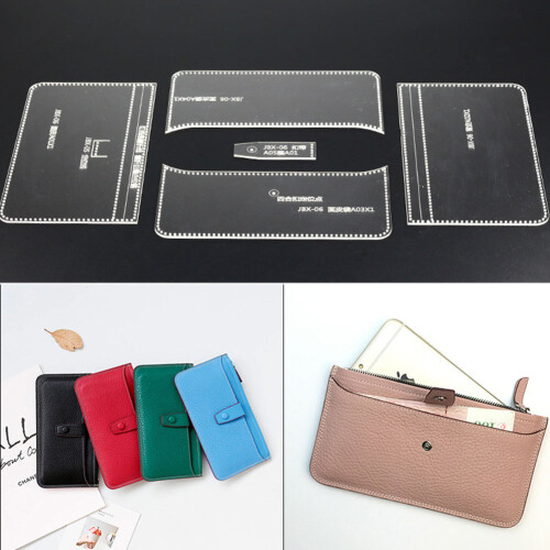 Mobile Phone Bag Acrylic Making Template Set Long Wallet Handbag Stencil Leather Craft Tool 2