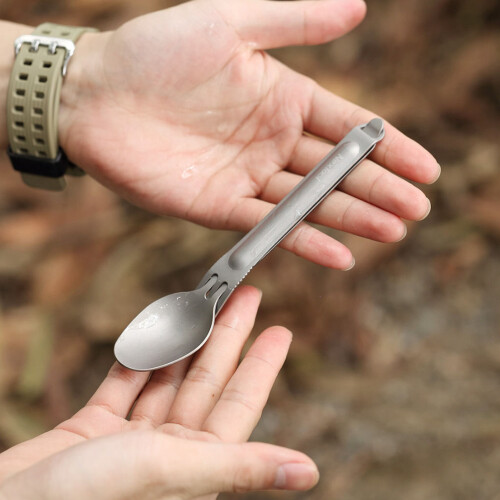 Nextool Outdoor Titanium Fork Spoon Cooking Titanium Spoon Tableware Cutlery Spork Set Portable For Camping Picnic 2