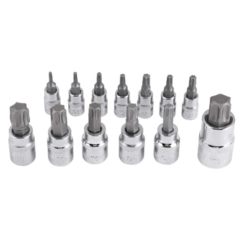 13Pcs Torx Star Bit Socket Set 1/2inch 3/8inch 1/4inch Drive