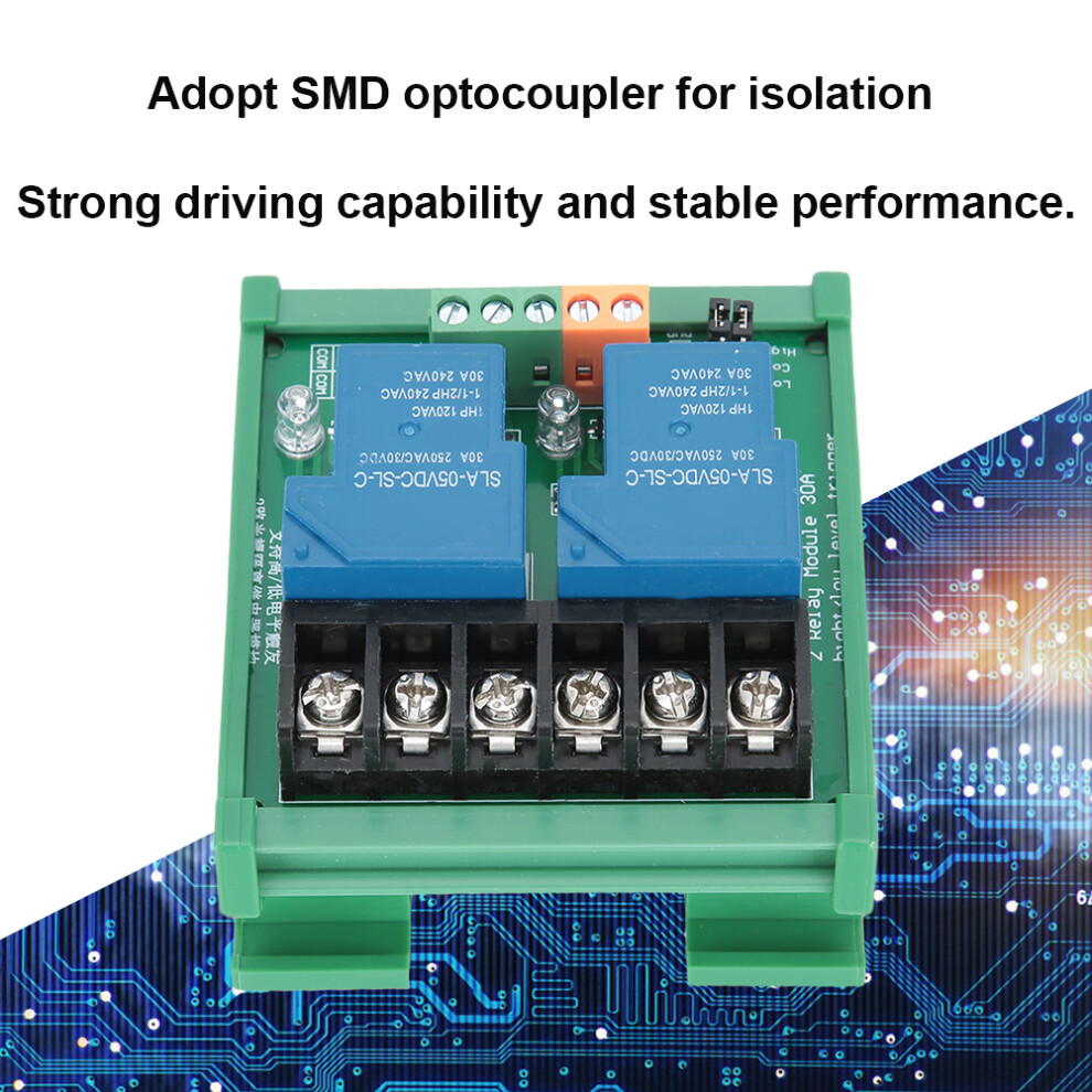 2 Channel 30A 5V Relay Module With Optocoupler Isolation Support High/Low Level Trigger 7691323983977