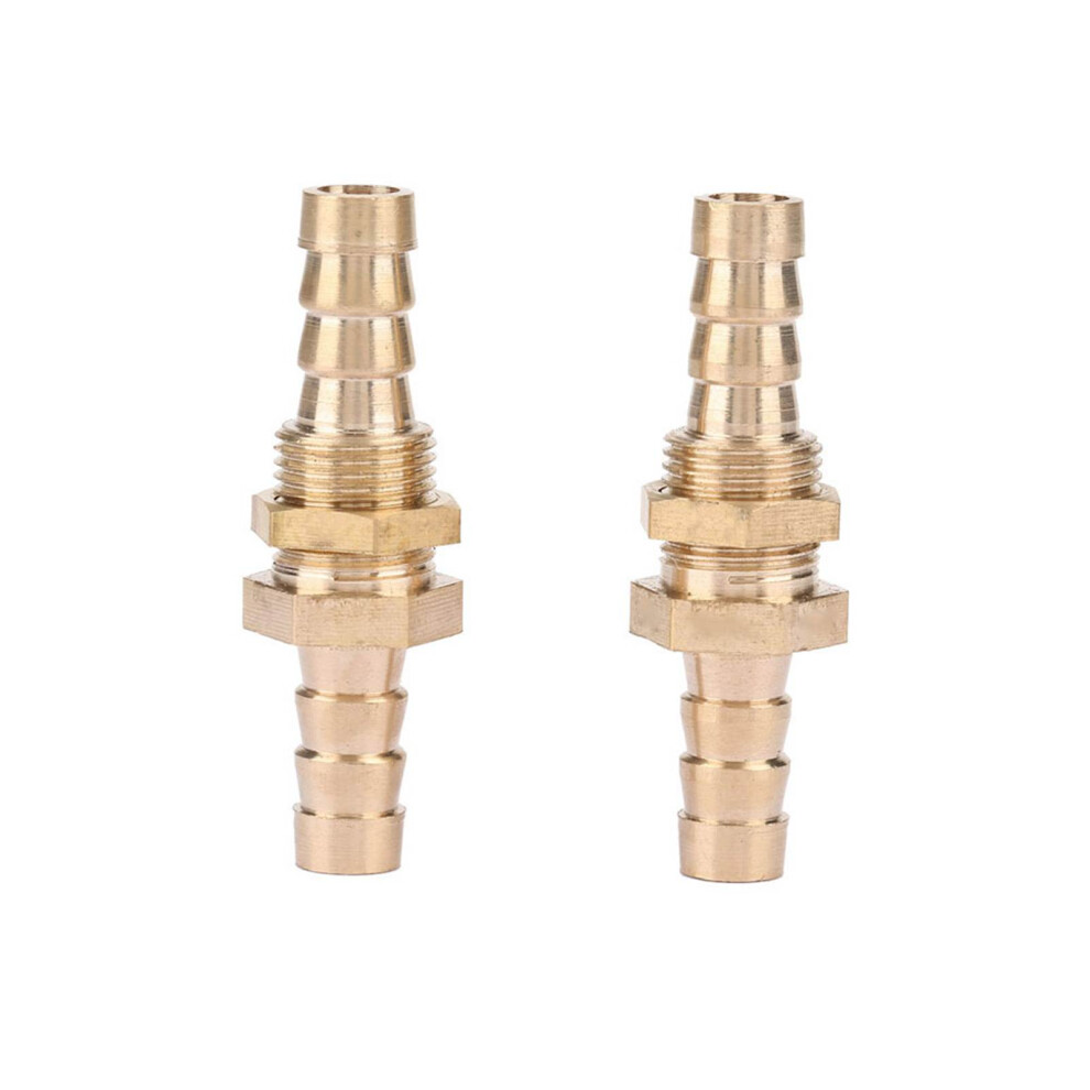 2 Pcs Hose Barb Brass Bulkhead Pipe Fitting Coupler Connector Adapter (6Mm) 9471323992340