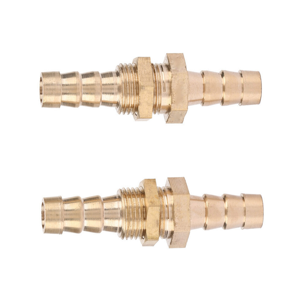 2 Pcs Hose Barb Brass Bulkhead Pipe Fitting Coupler Connector Adapter (10Mm) 9341323992353