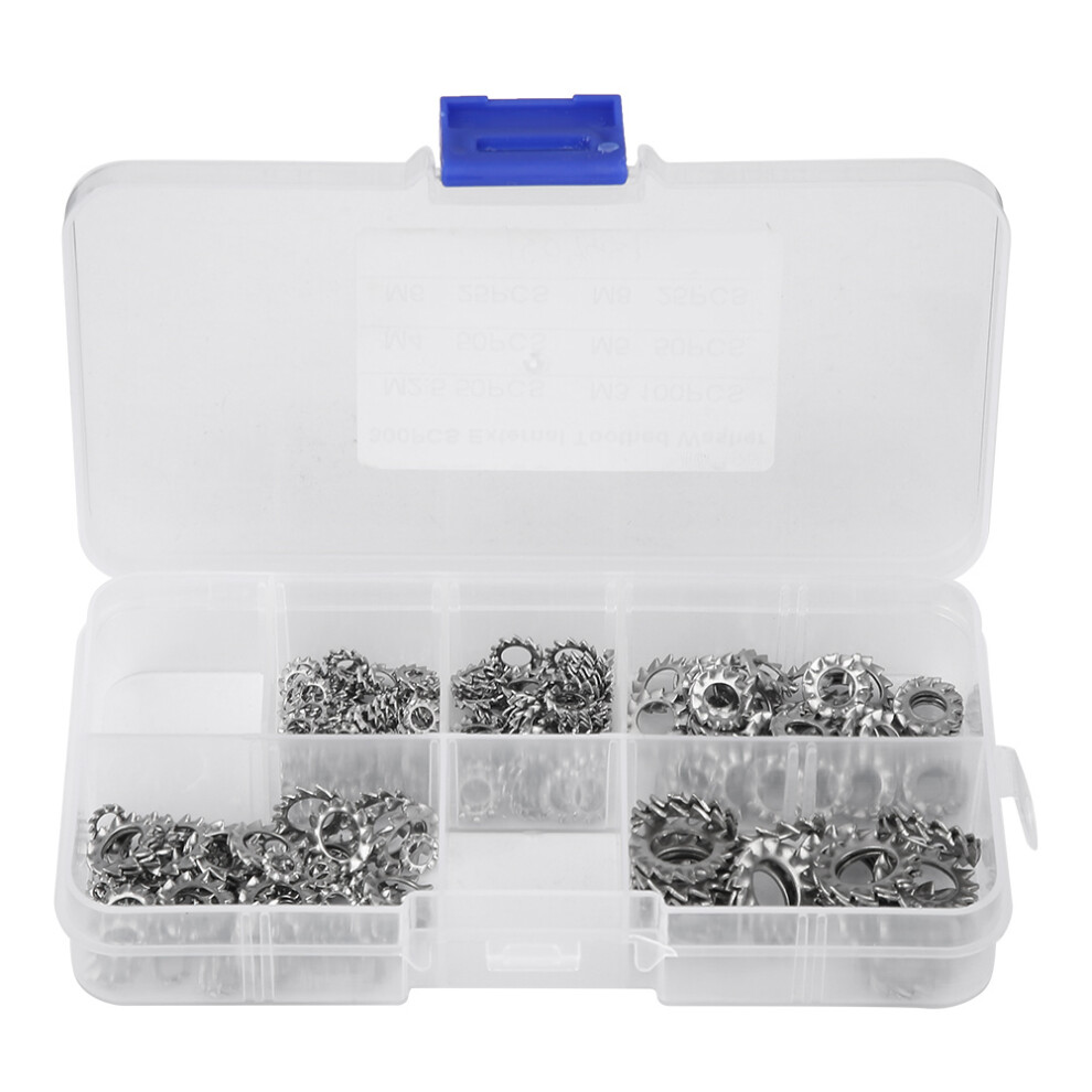 300Pcs 304 Stainless Steel Serrated Lock Washer External Toothed Washers Set 4611323998484