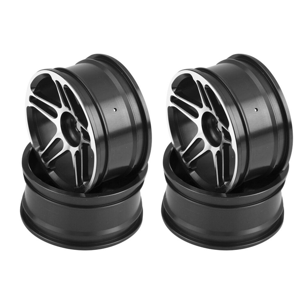 4Pcs/Set Tire Tyre Aluminium Alloy Hubs Wheel Rims For 1:10 Drift Racing Rc Car (Black) Black 4941323998840