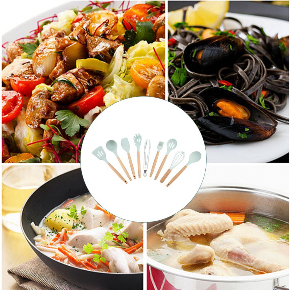 9PCS/Set Silicone Cooking Utensils Kitchenware Blue Kitchen Tool (Storage Bucket Not Included)
