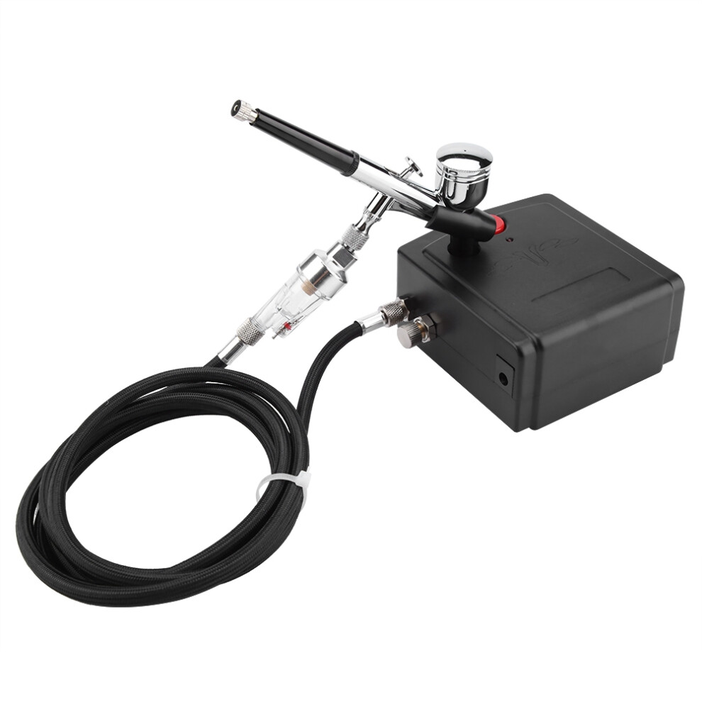 Dual Action Airbrush Kit Black Pump Spray Air Brush Gun Set -130
