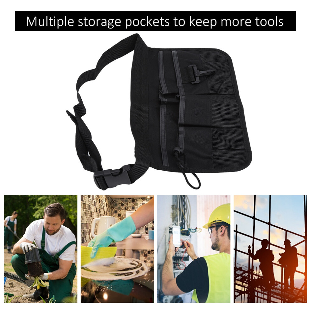 Multi Pockets Electrician Tool Pouch Bag Multi Propose Waist Bag Thicken Belt (Black) 8161324002872