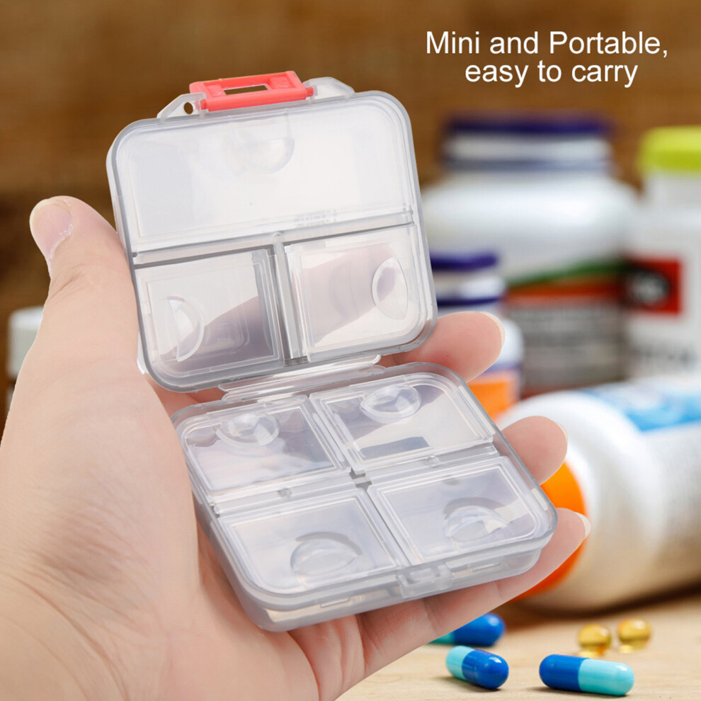 Gray 7 Grids Weekly Portable Medicine Tablet Pill Box Organizer Drug Case (Gray)
