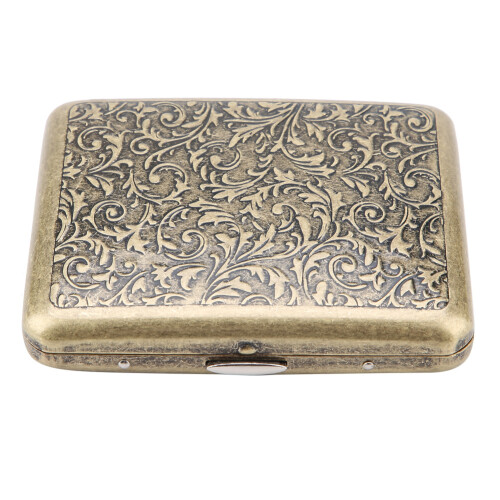 Retro Bronze Metal Cigarette Case - Double-Sided Pocket Holder for 20 Cigarettes (#3)