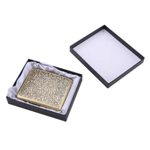Retro Bronze Metal Cigarette Case - Double-Sided Pocket Holder for 20 Cigarettes (#3) 1
