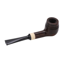 Handmade 3-Ring Wood Bruyere Straight Stem Tobacco Pipe Portable Smoking Cigarette with Filter