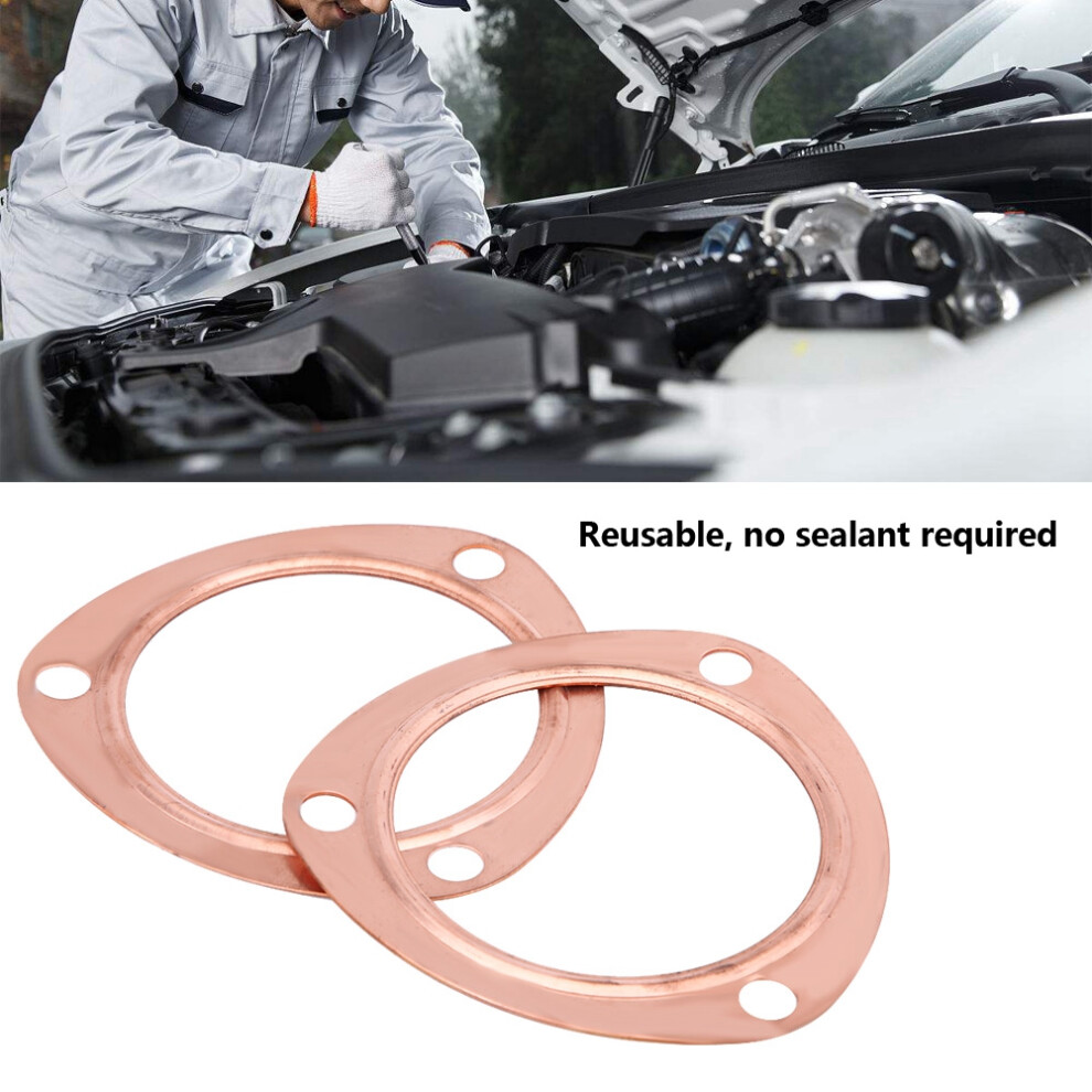 2Pcs 3Inch Copper Header Exhaust Collector Gaskets Reusable For Sbc Bbc 302 350 454 383 4951324006420