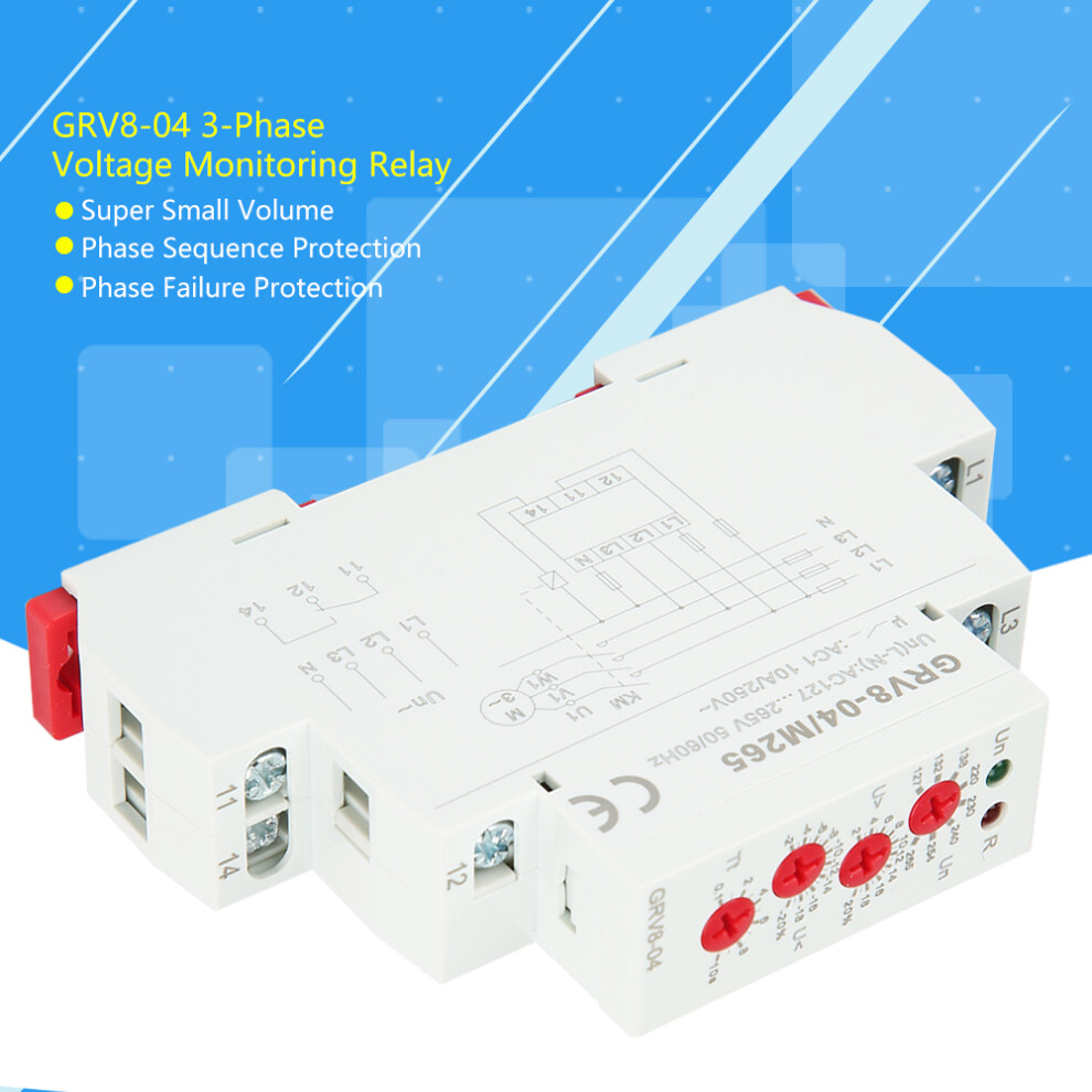 Grv8-04 3-Phase Voltage Monitoring Relay Phase Sequence Phase Failure Protection M265 4321324012293