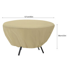 Runder Tischdecken für die Terrasse, wasserdicht, Gartenschmuck, Staubschutz,Beige, 2 m