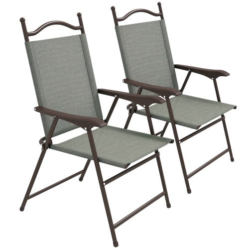 Outsunny Outsunny Folding Chairs Set, Breathable Mesh Fabric Seat, Dark Grey 1