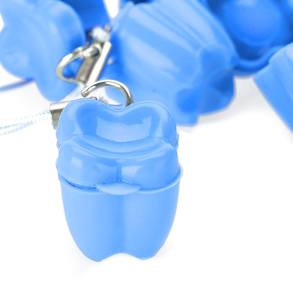 5pcs Plastic Baby Milk Tooth Storage Box with Rope Tooth Saver Necklaces Blue
