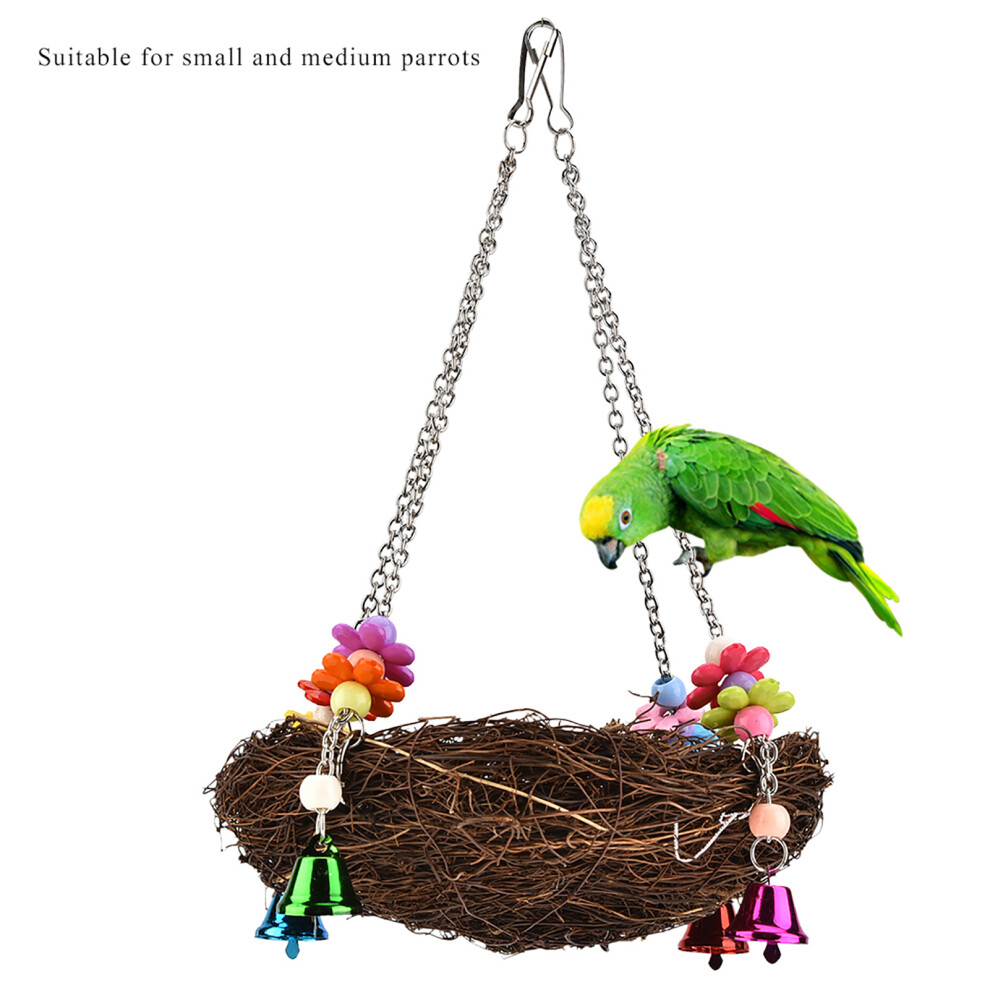 Bird Nest Hanging Cage Hut Tent Bed Bird Parrot Toy Birds Nest Parrot Straw Nest Cages