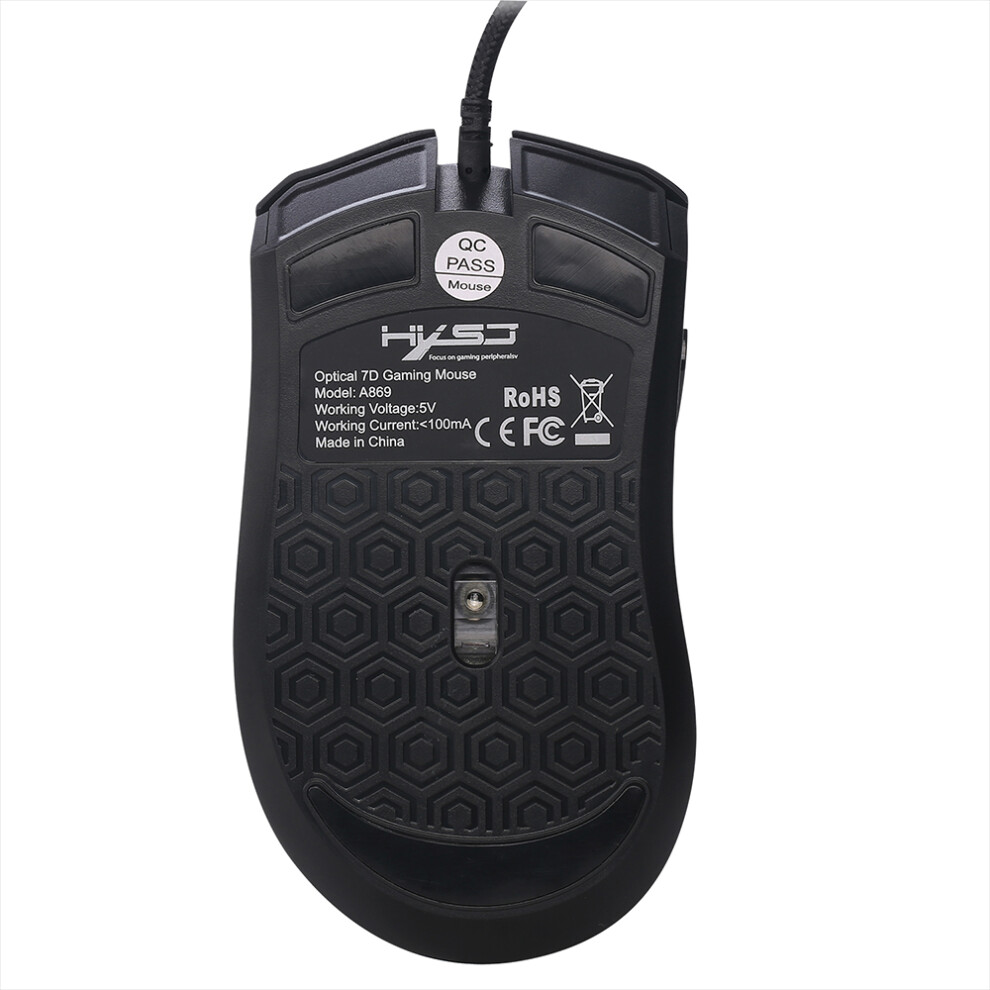 Hxsj A869 Wired Gaming Mouse 3200Dpi 7 Buttons 7 Color Led Optical Computer Mouse Player Mice Gaming Mouse For Pro Gamer 7651324019792