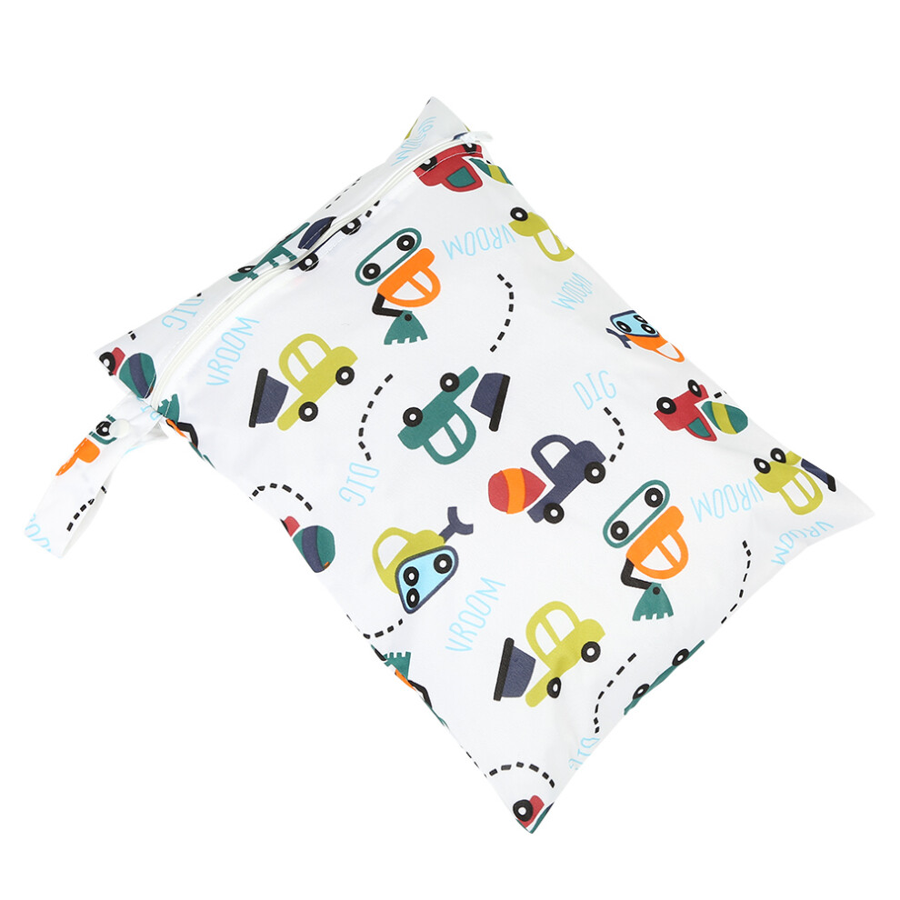 Waterproof Portable Durable Baby Diaper Nappy Storage Bag with Zipper(Car)