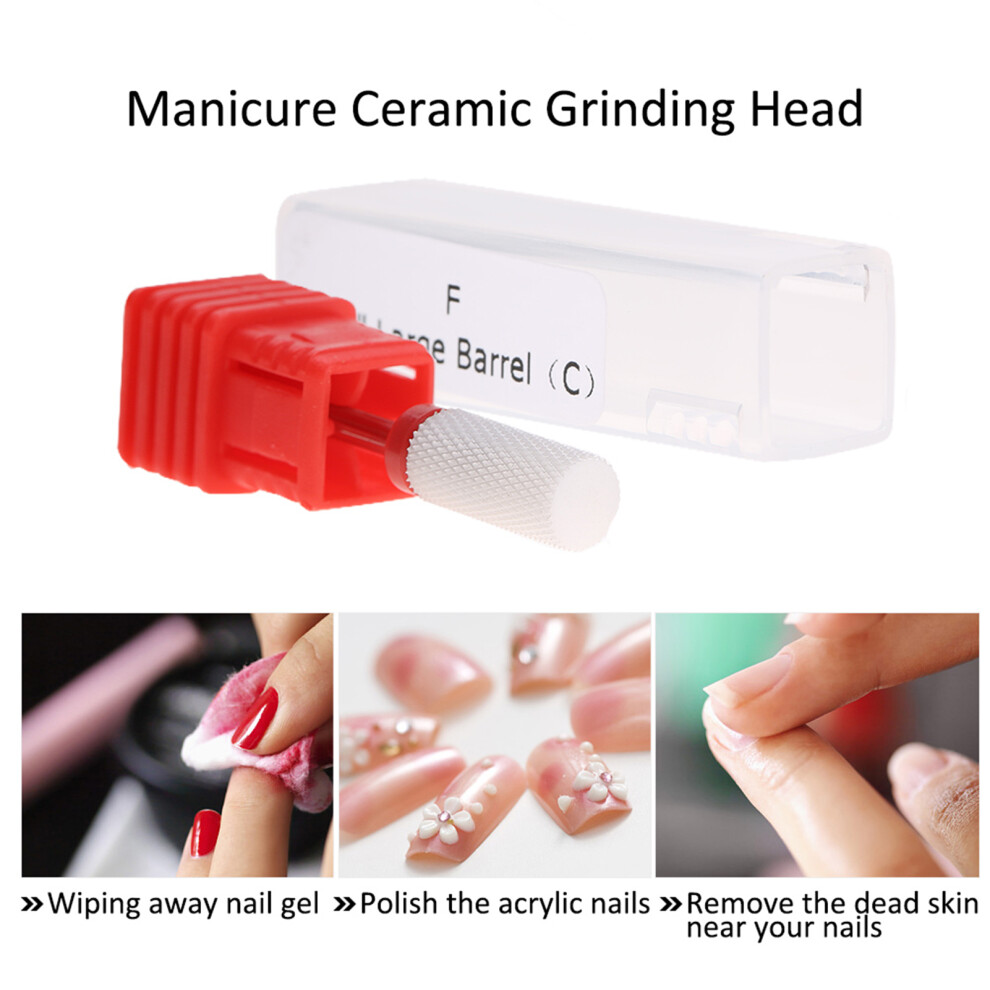 Nail Drill Bit Round Flat Ceramic Grinding Head Manicure Machine Accessories Tool Flat Head