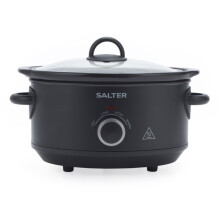 Salter Kuro Slow Cooker 3.5L 3-Heat Settings Ceramic Pot Keep Warm Black 200W