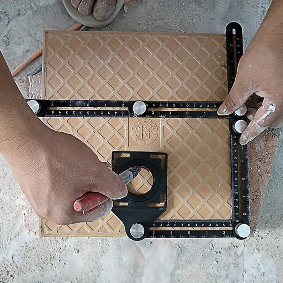 Multifunctional Aluminum Alloy Six-Folding Ruler Tile Glass Mud Watt Trepanning Lineation Locator Masons Tool Universal Hole Puncher 9371324031935