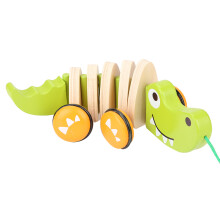 Toddler Child Crocodile Wooden Rope Toy Walk A Long Pull Toy