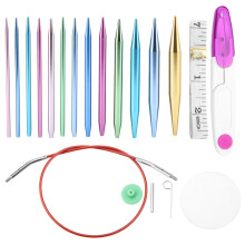 26Pcs Interchangeable Aluminium Knitting Needle with 4Pcs Circular Plastic Wires Set