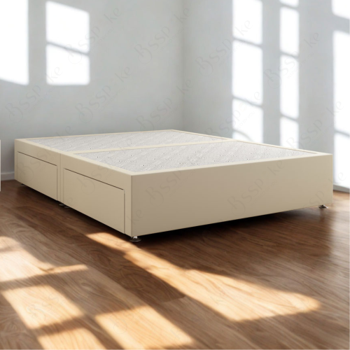 (Cream Plush, 6ft Super King (with 2 Drawers)) Divan Bed Base Hard ...