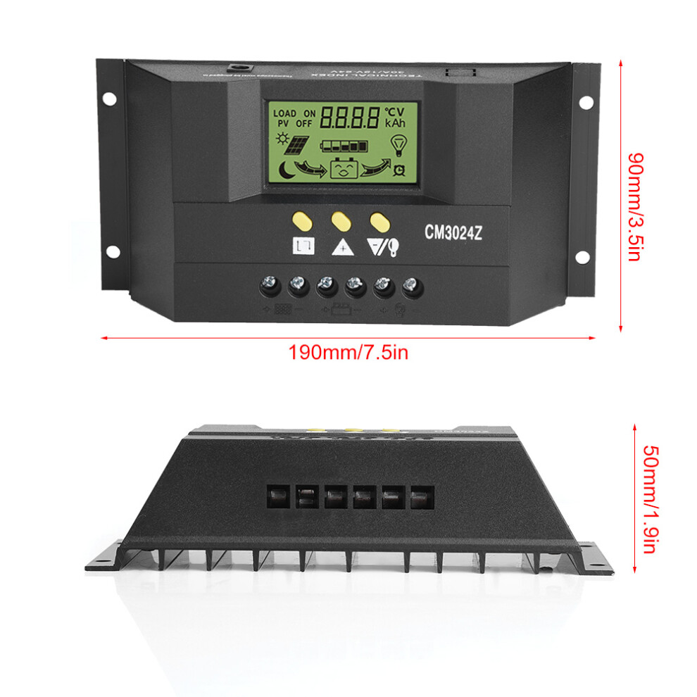 Pwm Intelligent Solar Panel Charge Controller Regulator Lcd Display 12V 24V 30A 7891324037284