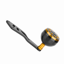 Angeln Rollen Griff CNC Knopf Schwarz+Gold, 109mm, passt für 8mm Löcher