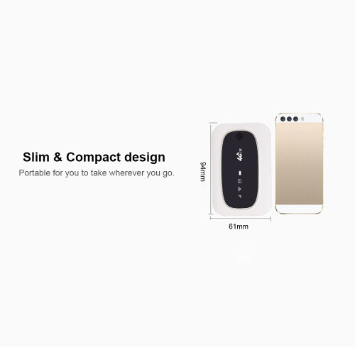 4G LTE CAT4 Mobiler WLAN-Router 150Mbps, 2000mAh Batterie, Weiß 1