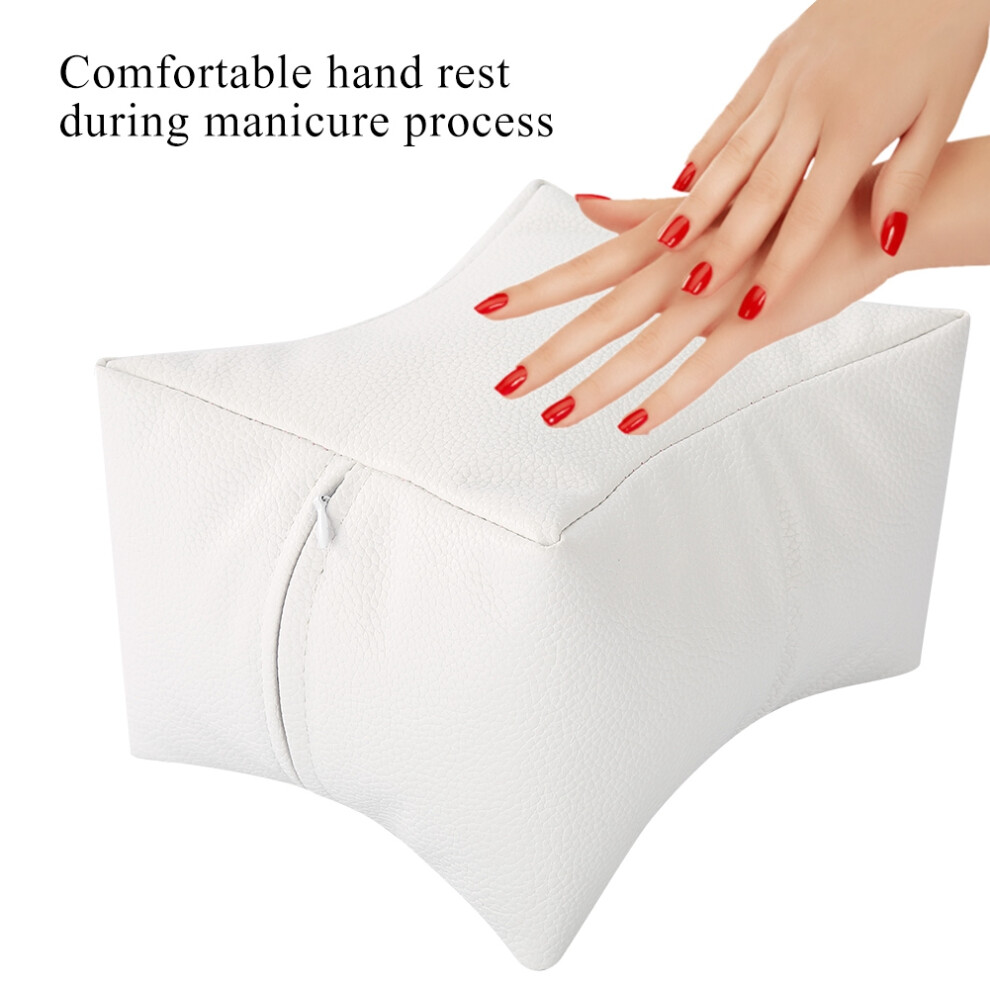 White Nail Art Table Hand & Foot Pillow Soft Pu Arm Rest Salon Manicure Nail Care Pillow